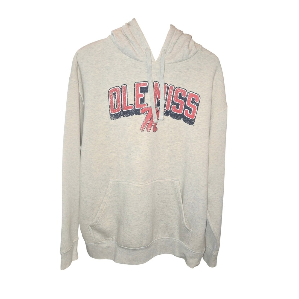 Knights Apparel Ole‎ Miss Hoodie Mens XL Gray Distressed Graphic Sweatshirt